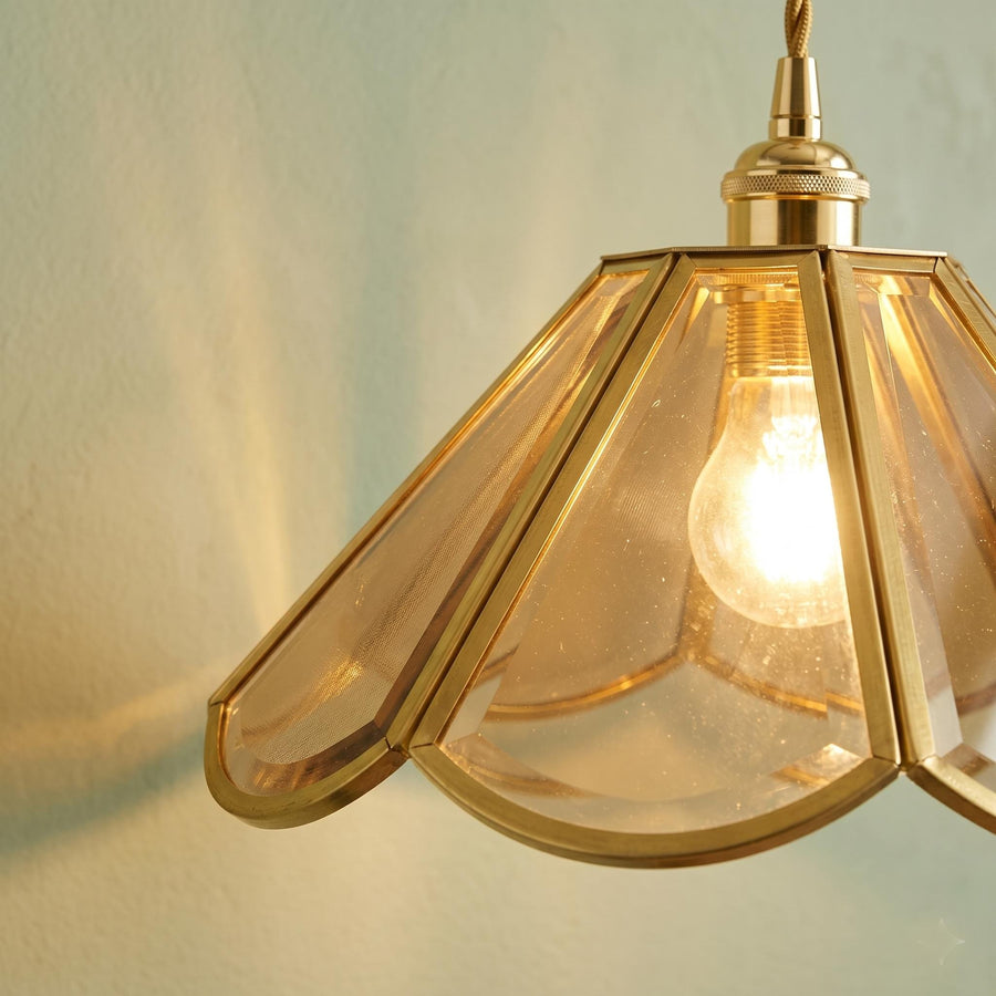 Amber Glass Scalloped Pendant Light by AuroraeGlass