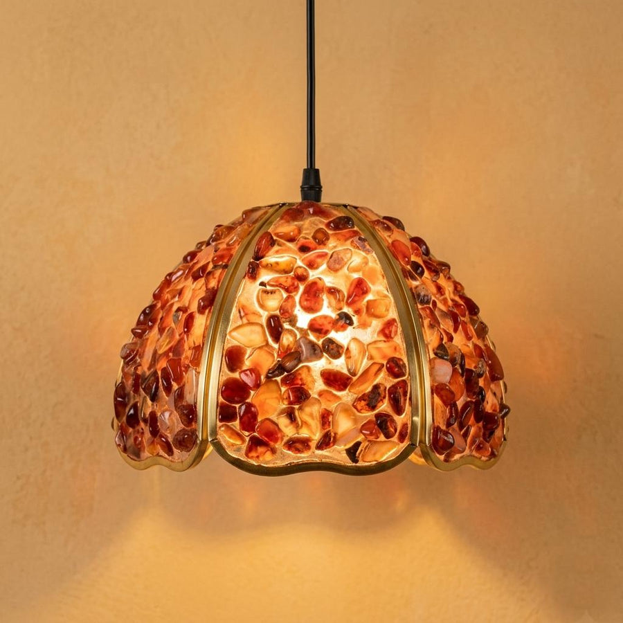 Red Agate Mosaic Glass Pendant Light by AuroraeGlass