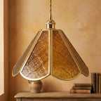 Amber Floral Stained Glass Scalloped Pendant Light - product view 9