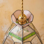 Pink Rose Stained Glass Floral Pendant Light - product view 3