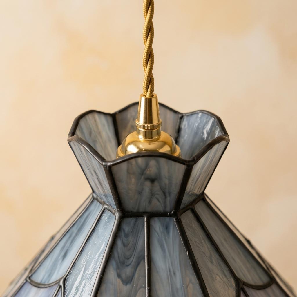 Stained Glass Lampshade, Pastel Blue Lavender Floral Tiffany Style Shade, Small Replacement Table Lamp Shade, 7.1 Inch Wide