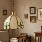 Green Floral Stained Glass Pendant Light - product view 8