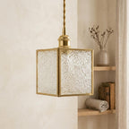 Geometric Textured Glass Square Pendant Light - product view 7