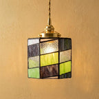 Geometric Stained Glass Art Deco Pendant Light by AuroraeGlass
