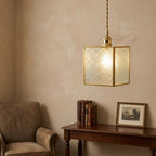 Geometric Textured Glass Square Entryway Pendant Light - product view 7