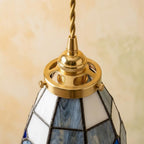 Blue Cream Geometric Stained Glass Pendant Light - product view 4
