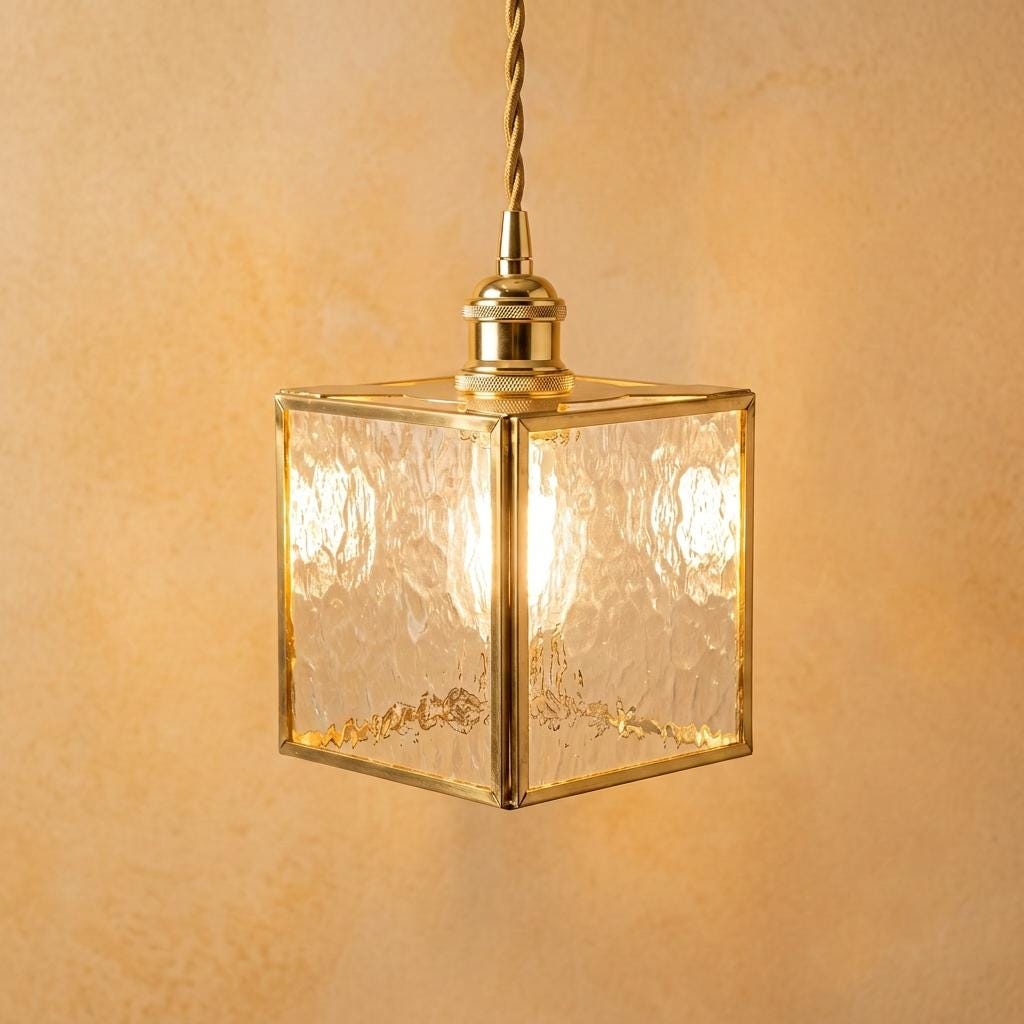 Geometric Textured Glass Square Kitchen Island Pendant Light by AuroraeGlass