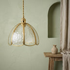 Textured Glass Scalloped Dome Pendant Light - product view 7
