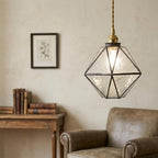 Clear Textured Geometric Stained Glass Pendant Light Shade - product view 6
