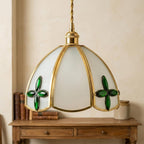 Green Floral Stained Glass Pendant Light - product view 9