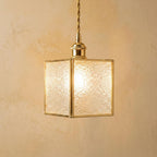 Geometric Textured Glass Square Pendant Light by AuroraeGlass