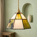 Cream Green Butterfly Stained Glass Pendant Light - product view 4