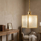 Geometric Textured Glass Square Pendant Light - product view 8