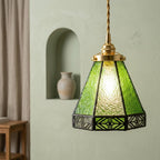 Green Stained Glass Geometric Art Deco Bohemian Pendant Light - product view 5