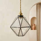 Clear Textured Geometric Stained Glass Pendant Light Shade - product view 9