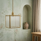 Square Ribbed Glass Pendant Light - product view 7