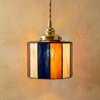 Cream Orange Drum Stained Glass Pendant Light by AuroraeGlass