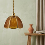 Amber Textured Glass Dome Pendant Light - product view 7