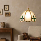 Green Floral Stained Glass Pendant Light - product view 7