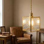 Geometric Textured Glass Square Kitchen Island Pendant Light - product view 7