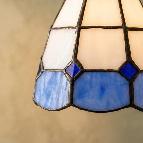 Blue Cream Geometric Stained Glass Pendant Light - product view 2