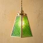 Green Embossed Glass Pendant Light by AuroraeGlass