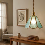Aqua Scalloped Stained Glass Pendant Light - product view 7