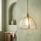 Textured Glass Scalloped Dome Pendant Light - product view 6