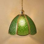 Green Textured Glass Pendant Light by AuroraeGlass