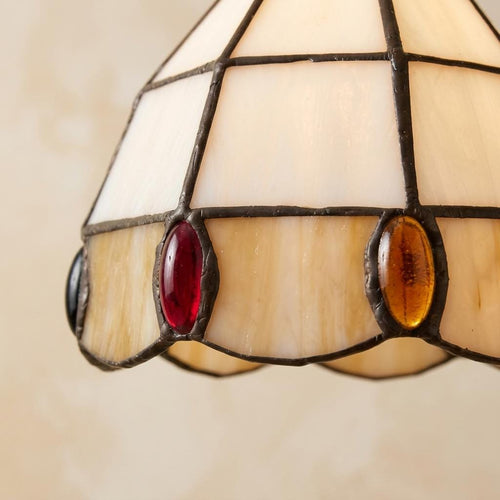Amber Cream Scalloped Stained Glass Pendant Light - product view 2