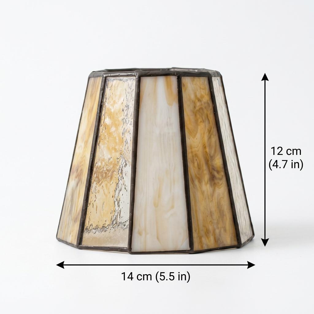 Amber Ivory Stained Glass Pendant Light, Small Tiffany Style Hanging Lamp, Warm Vintage Boho Ceiling Light