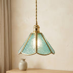Aqua Scalloped Stained Glass Pendant Light - product view 9