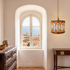 Orange Green Floral Stained Glass Pendant Light - product view 10