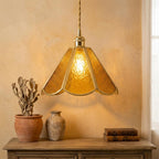 Amber Scalloped Glass Pendant Light - product view 10