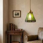 Green Stained Glass Geometric Art Deco Bohemian Pendant Light - product view 7