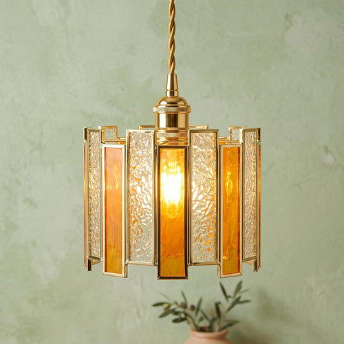 Amber Stained Glass Art Deco Pendant Light - product view 2