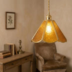 Amber Scalloped Glass Pendant Light - product view 8