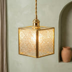 Square Embossed Glass Pendant Light - product view 6