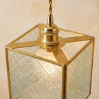 Geometric Textured Glass Square Entryway Pendant Light - product view 4