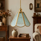 Aqua Scalloped Stained Glass Pendant Light - product view 10