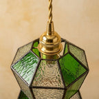 Green Stained Glass Geometric Art Deco Entryway Pendant Light - product view 4