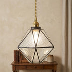 Clear Textured Geometric Stained Glass Pendant Light Shade - product view 10