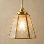 Gold Patterned Glass Pendant Light by AuroraeGlass