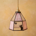 Handmade Pink Stained Glass Cat Lampshade, Vintage Style Replacement Shade