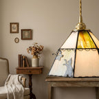 Cream Green Butterfly Stained Glass Pendant Light - product view 5