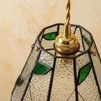 Green Clear Floral Stained Glass Pendant Light - product view 3