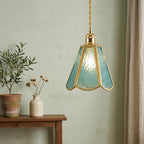 Teal Blue Stained Glass Pendant Light - product view 5