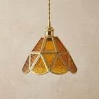 Amber Stained Glass Scalloped Pendant Light - product view 5