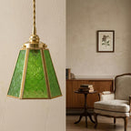 Green Embossed Glass Pendant Light - product view 8