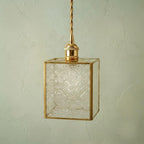 Geometric Textured Glass Square Entryway Pendant Light - product view 5